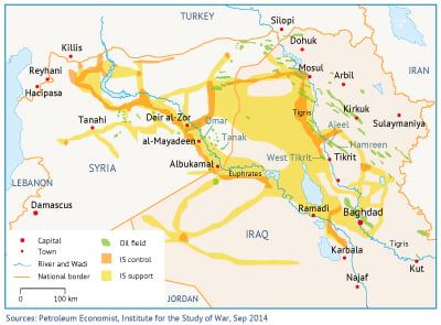 Direct and indirect control of oil resources by IS