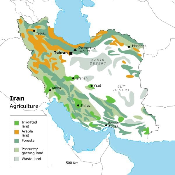 geography iran - Iran agriculture map