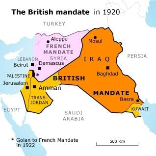 The British mandate map in 1920