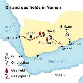 Economy Yemen - Oil Gas Map