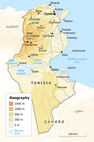 Geography Tunisia - state borders