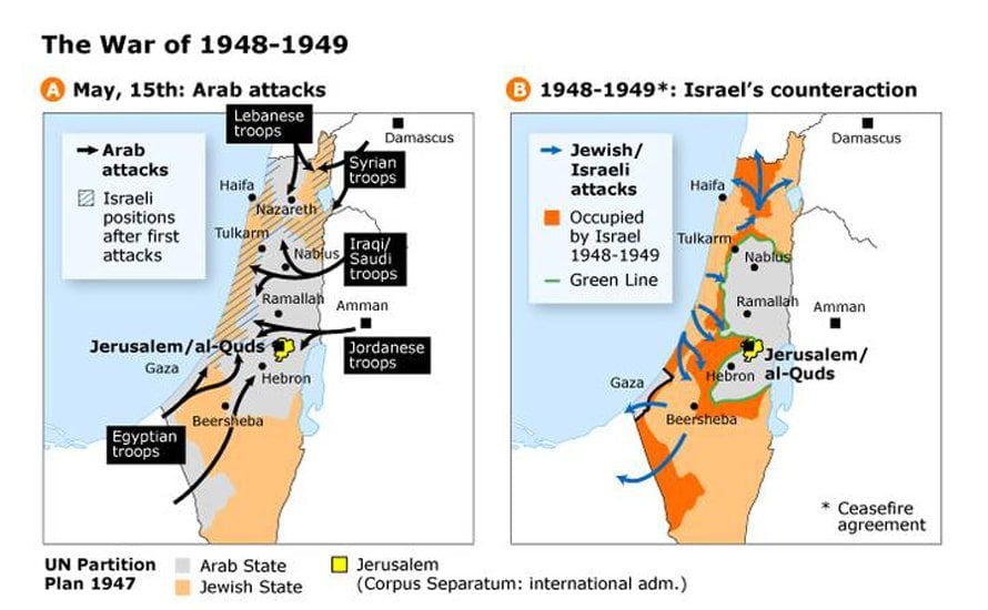 Карта израиля 1948