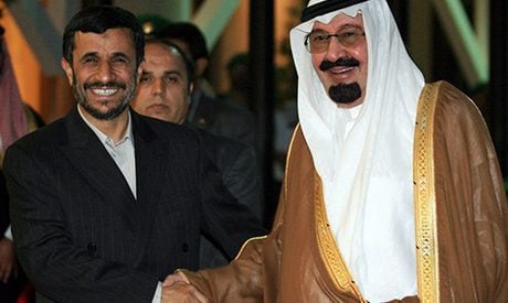 Former Iranian President Mahmoud Ahmedinejad and Saudi King Abdullah during Ahmedinejad's first visit to Saudi Arabia in 2007